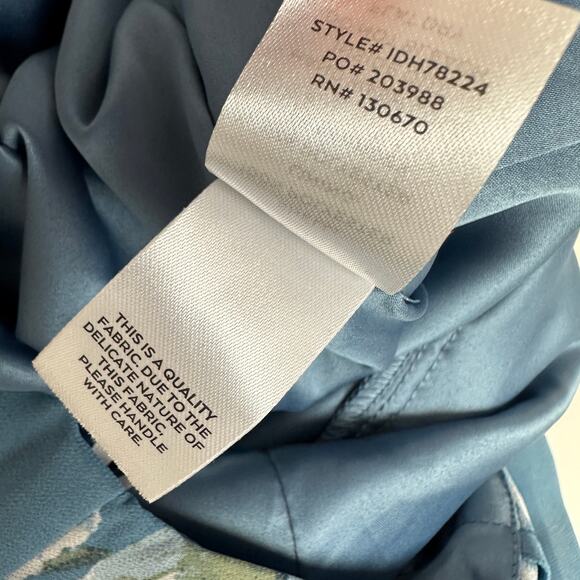 NEW Lulus Feeling Elegant Slate Blue Floral Print Lace Up Slit Maxi Dress Medium - Picture 8 of 12